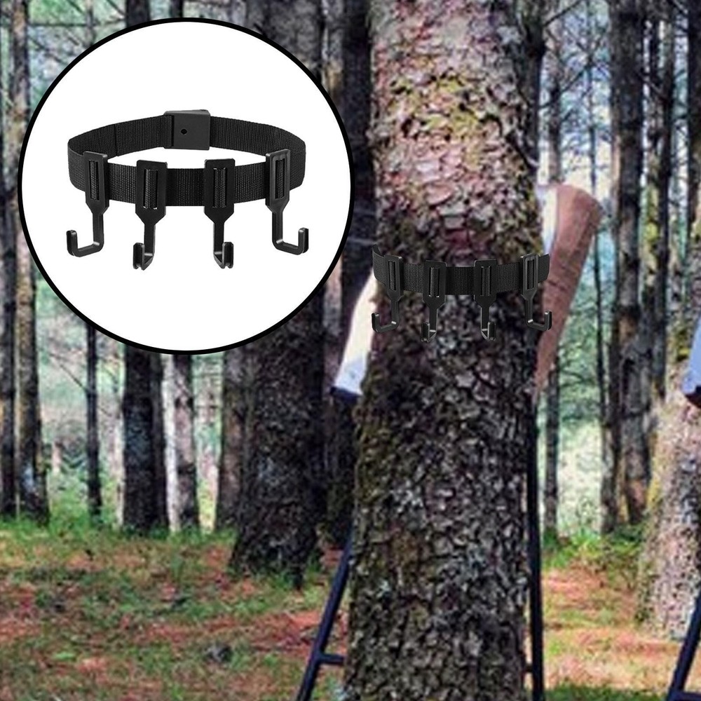 Tree Stand Harness Strap Accessory Holder with 4 Hooks Gear Sturdy Versatile