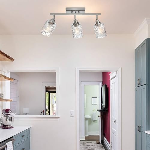 Brushed Nickel Semi Flush Mount Ceiling Light with Rotatable 3 Light