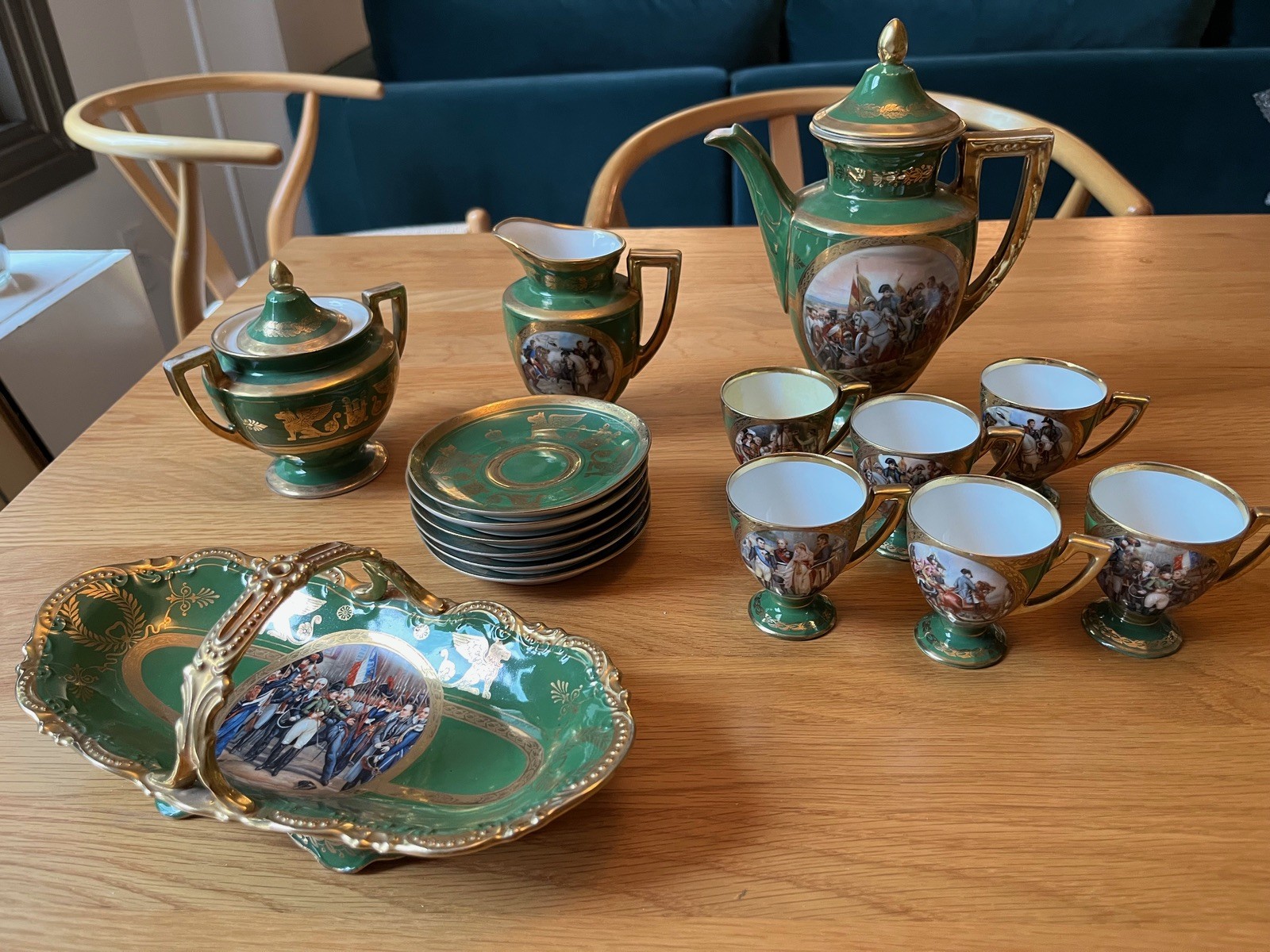 Vintage Royal Vienna Carlsbad Napoleonic Tea Set Service For 6 With Platter