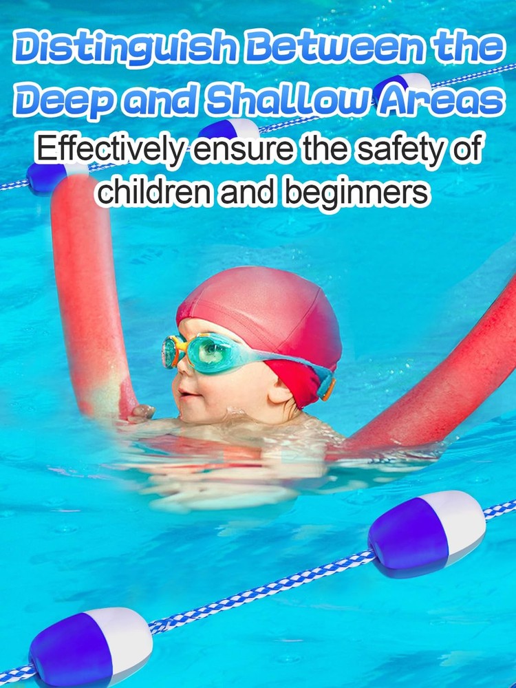 16ft -20ft Adjustable Pool Safety Rope with Floats, Floating Pool Divider-