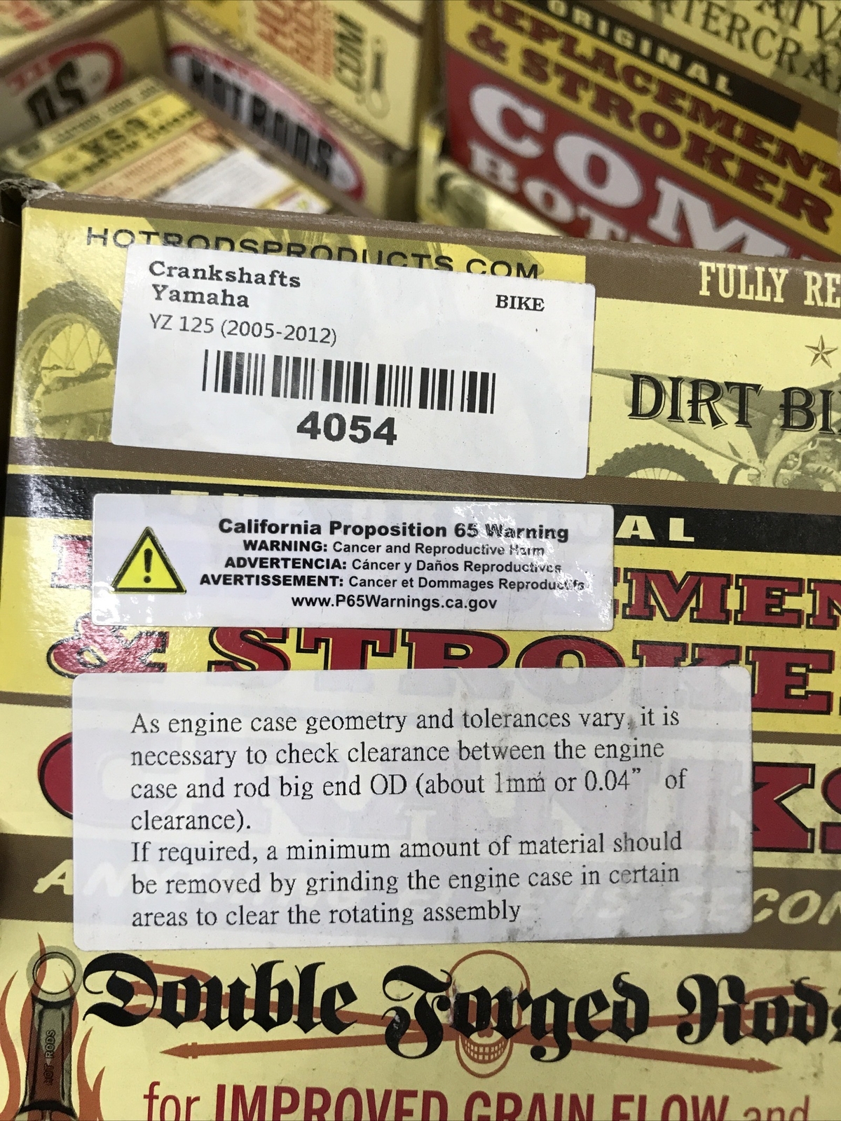 2005-2022 Yamaha YZ125 YZ 125 Hot Rods Crankshaft Bottom End Kit 4054 rod crank