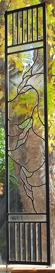 Stained Glass Window Panel Falling leaves clear iridized horizontal or vertical