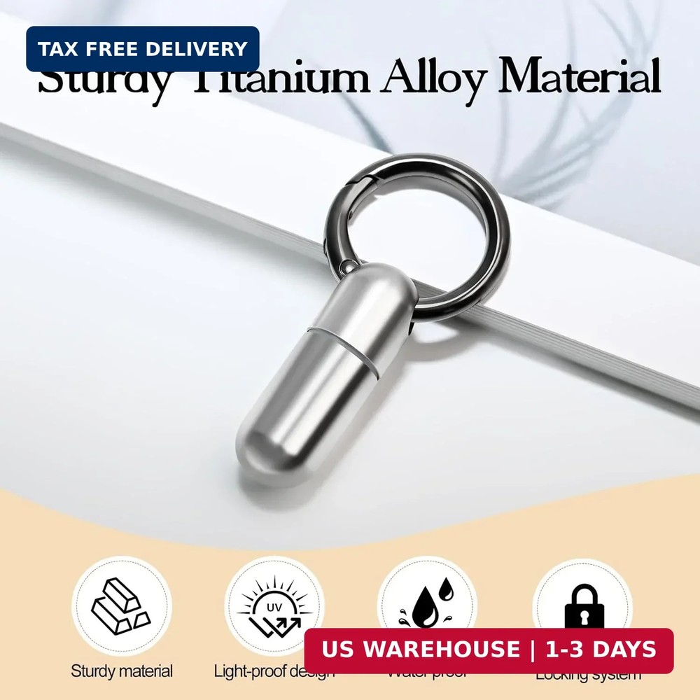 Tiny Keychain Pill Holder, Small Keychain Pill Holder Titanium,Waterproof Tiny P