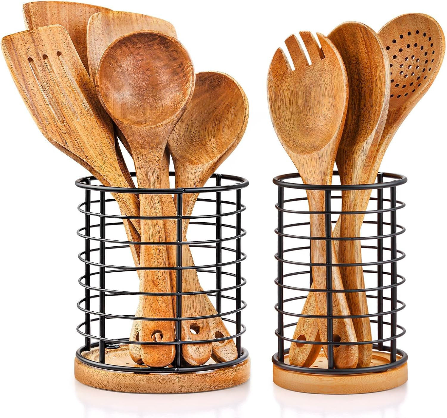 2-Piece Utensil Holders - 5.1*5.1*5.8 and 3.7*3.7*5.8 Inches Kitchen Utensil Hol