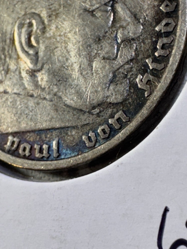 1935-A Germany 5 Marks Silver Coin Cleaned