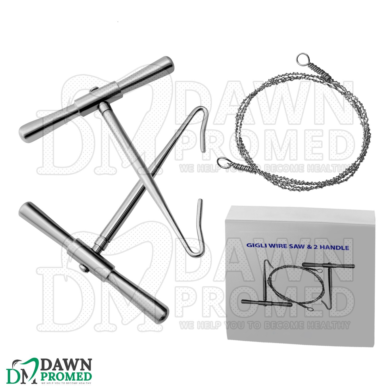 Gigli Saw Wire & Handles 3 Pcs Set Neuro Surgical & Veterinary Inst German Grade
