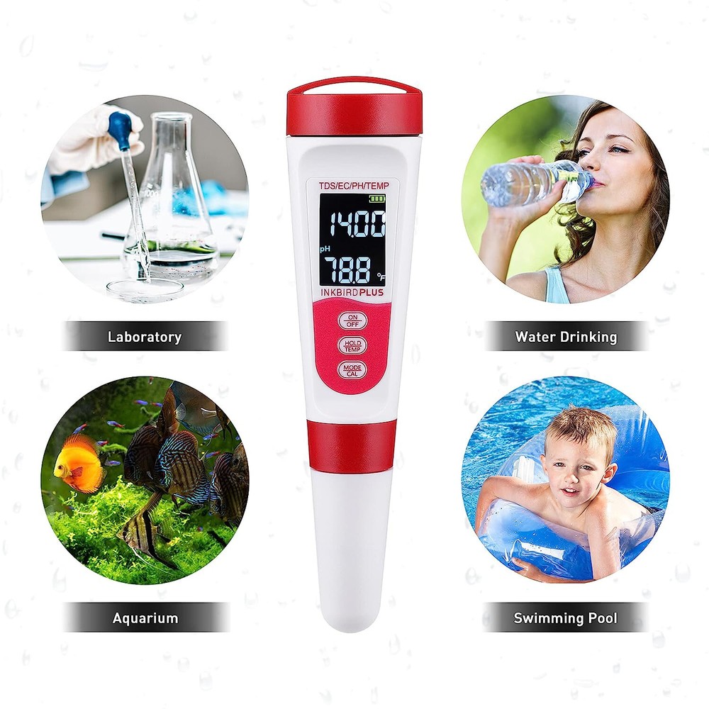 INKBIRDPLUS Waterproof Digital 4 in 1 Meter pH, EC, TDS, Temp