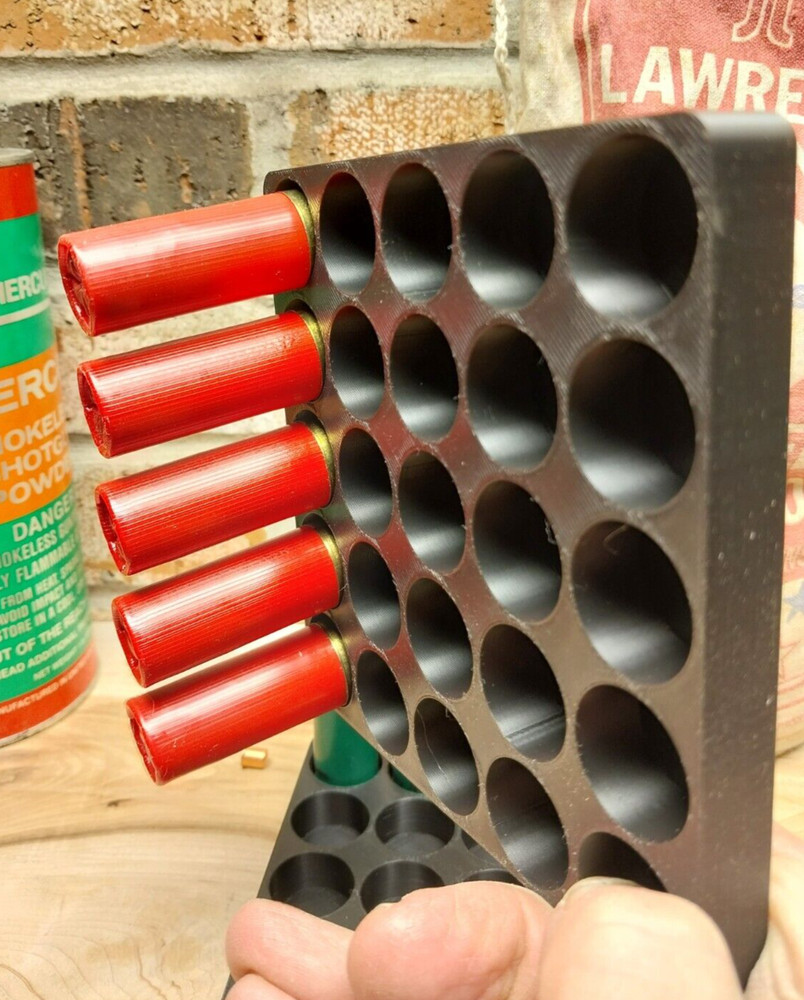 12 Gauge Shot Shell Reloading Tray/Block 25 Shells- Black
