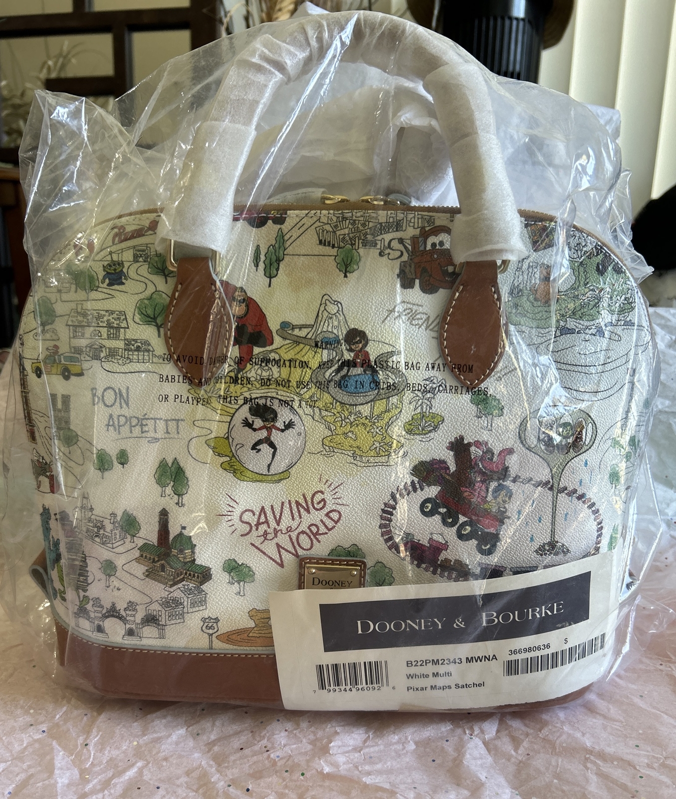 NEW DOONEY BOURKE DISNEYPARKS PIXAR MAP SATCHEL RATATOUILLE INSIDE OUT TOY STORY