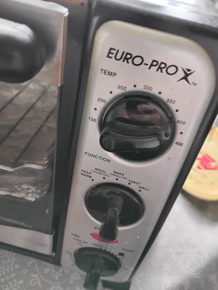 Euro Pro X Toaster Oven Multi Function Warm Broil Bake Toast Grill W/ Timer 450F