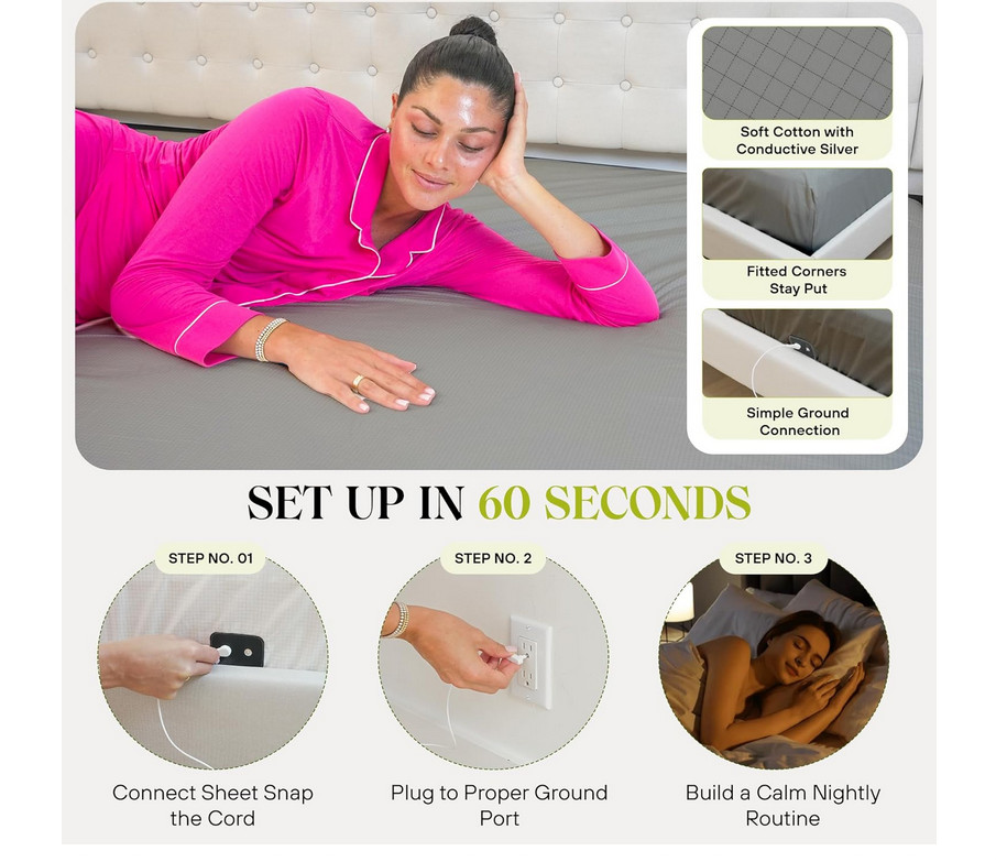 King Size Bed Grounding Sheets 90% Organic Cotton + 10% Pure Silver Fiber