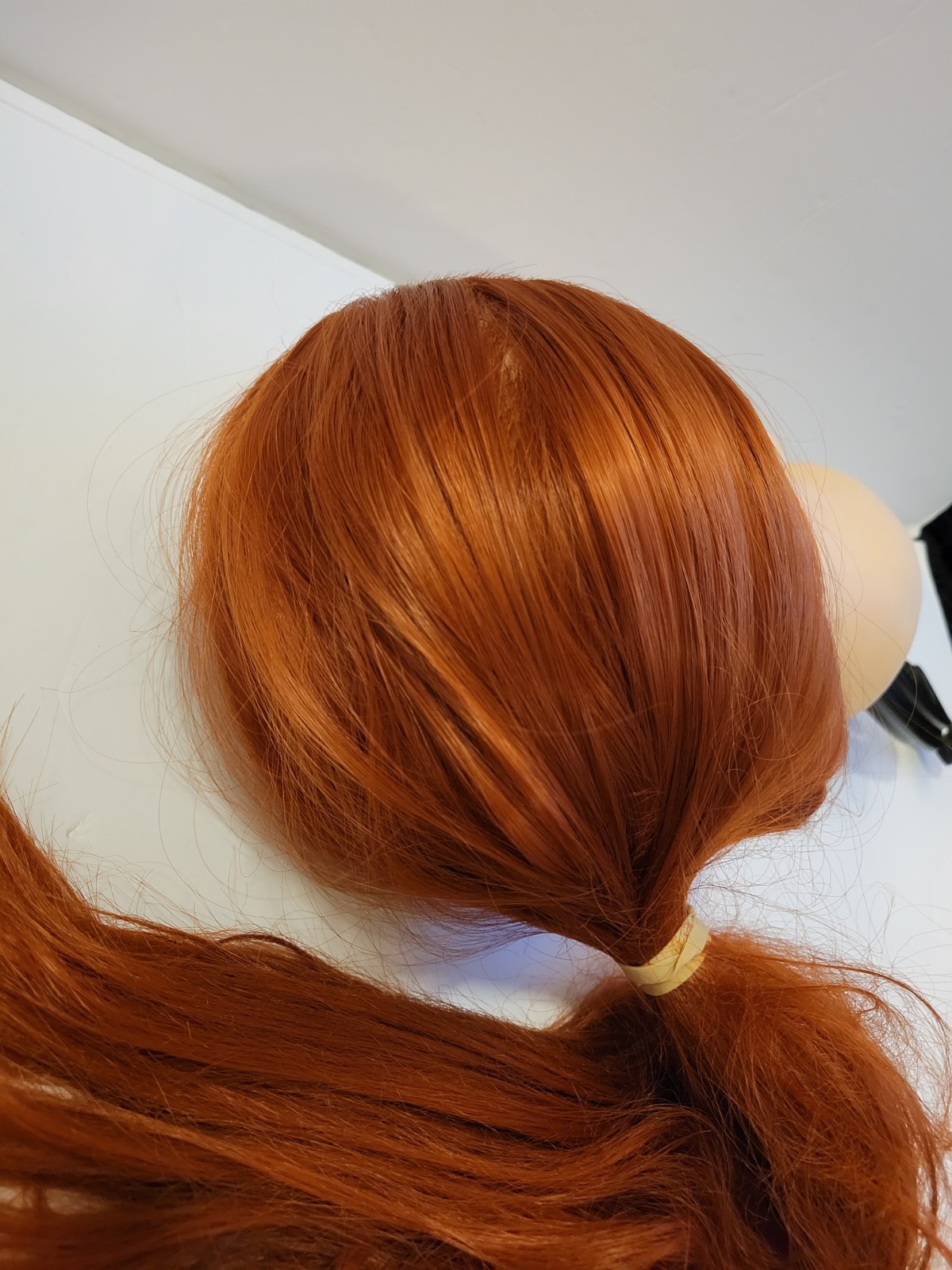 Cosmetology training Head With Long Red Brown Hair For Styling Training Practice