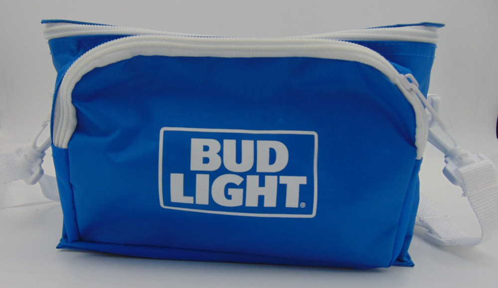 BUD LIGHT Blue Lunchbook Bag Removeable Adjustable Straps Zipper