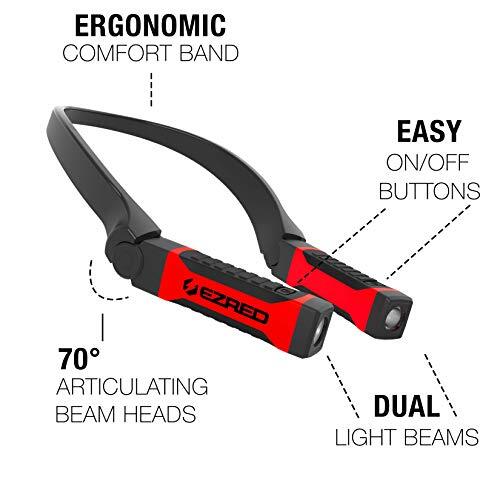 EZ Red NK10 Bright ANYWEAR Neck Light for Hands-Free Lighting, Red and Black