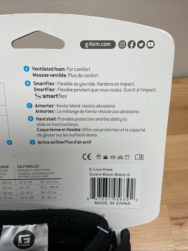 G-FORM E-Line Knee Guards Black | Small