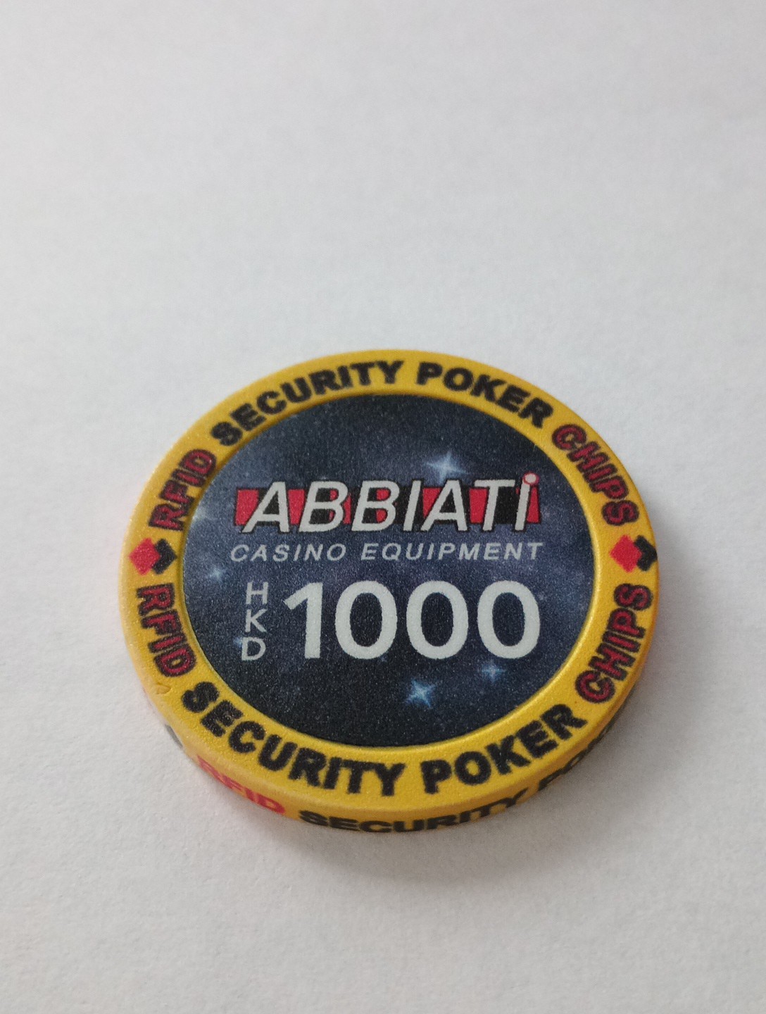 ABBIATI CASINO EQUIPMENT CHIP COMPANY SET OF 5 CHIPS GREAT FOR COLLECTION NEW!