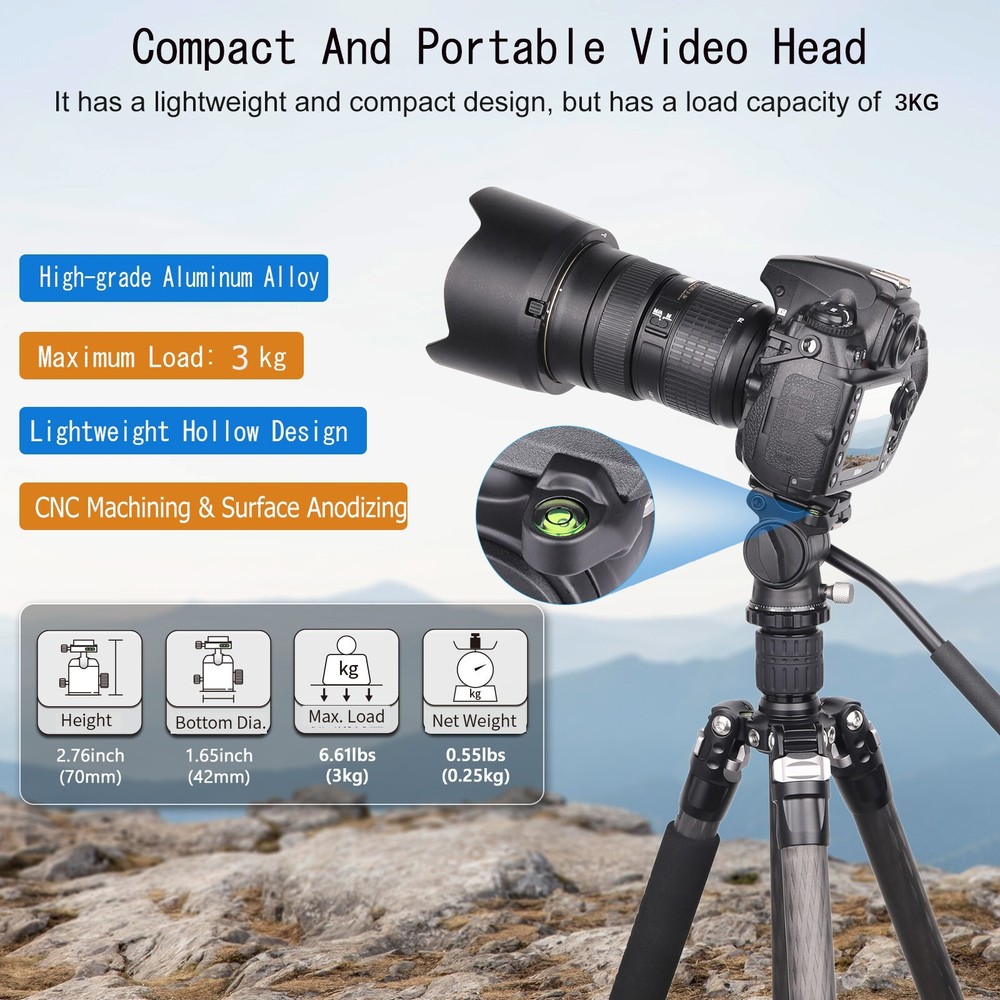 ARTCISE 2WAY Fluid Video Head Panoramic Shooting Head Tripod Head Load 3kg