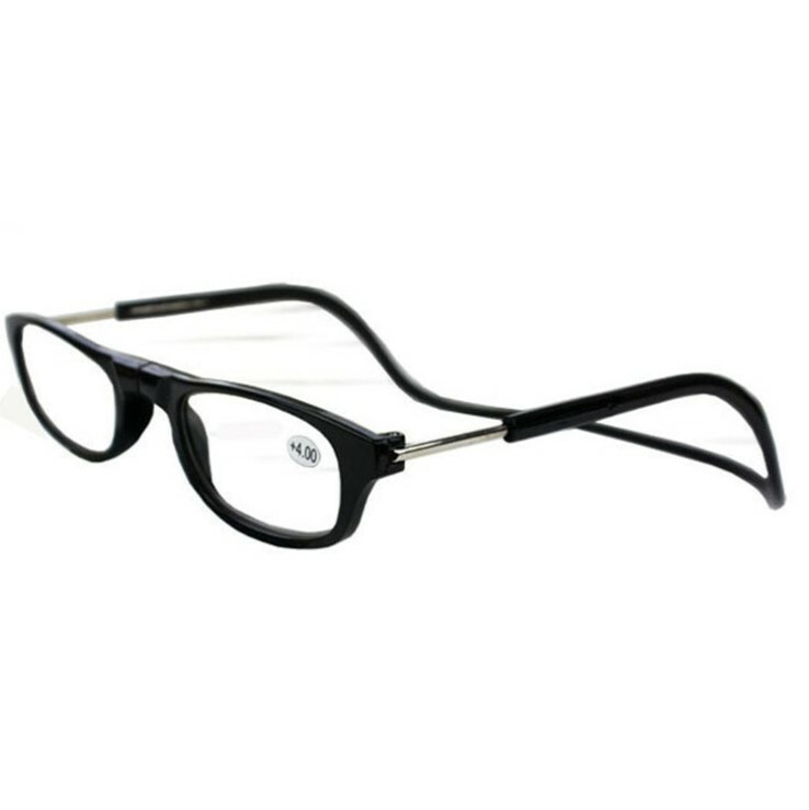 Hanging Adjustable Magnetic Reading Eyeglasses Front Click Connect Neck Folding