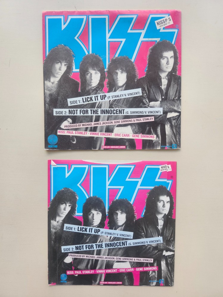 KISS RARE UK Lick It Up Import Vinyl 45 + Limited Edition Poster Bag 814 498-7