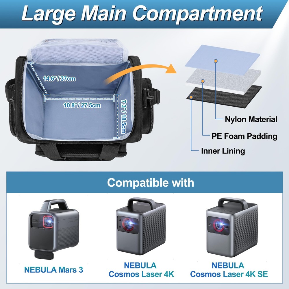 CURMIO Projector Storage Case Compatible with Nebula Mars 3/Cosmos Laser 4K/S...