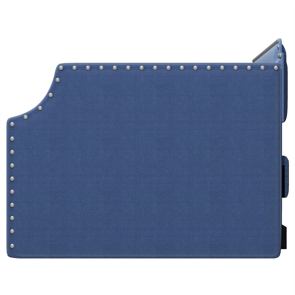 Twin Size Daybed with Pull-Out Trundle Bed Upholstered Bed Frame Sofa Bed Blue