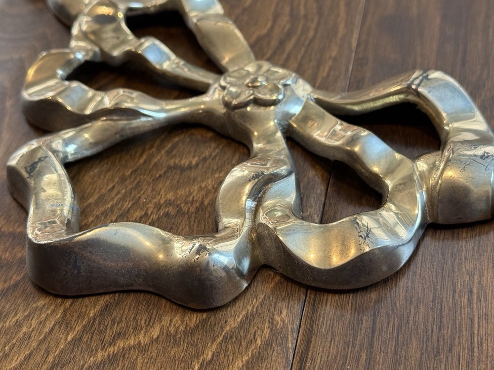 Vintage Brass Ribbon Bow Wall Decor