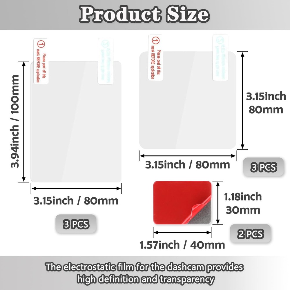 Electrostatic Film for Dash Cam, Sticker Shield Windshields Red