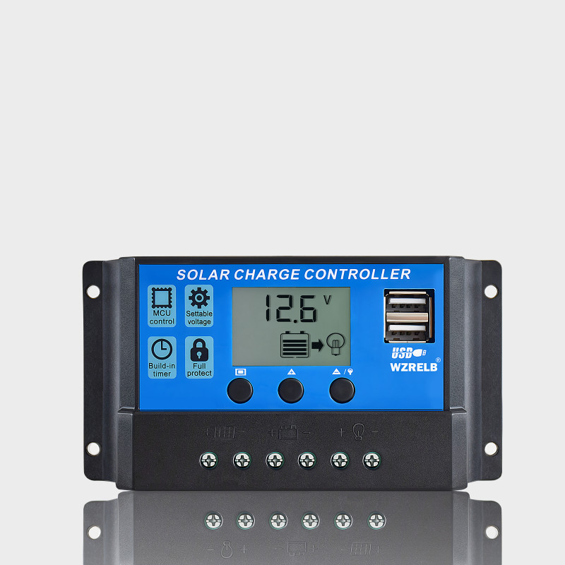 PWM Solar Panel Battery Charge LCD Controller 10A 12V/24VAuto Regulator Dual USB