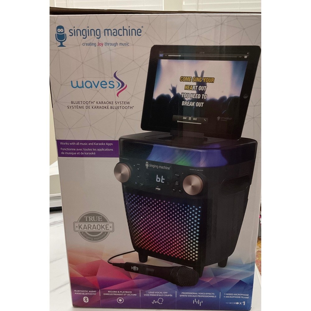 Singing Machine Waves Bluetooth Karaoke System SML693BK LED Lights Black NEW