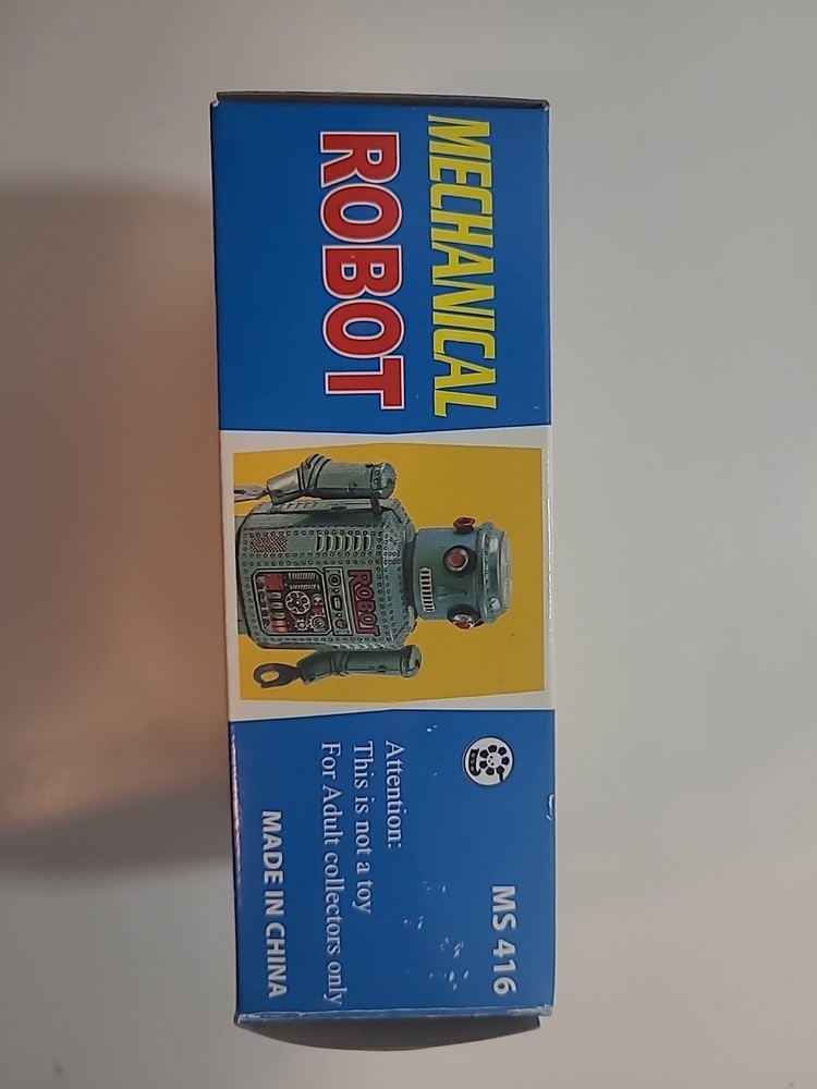 Tin Wind Up Robot Mechanical Robot With Key And Box Tested Great Shape