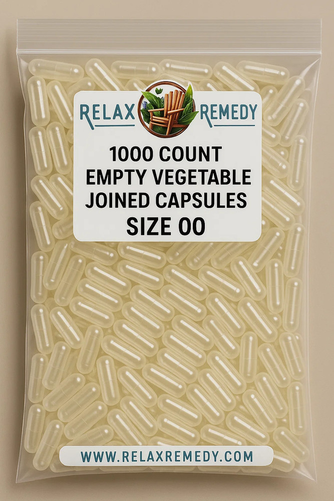 Empty VEGETABLE Capsules 1000 Count - Size 00 Non-GMO Clear, Joined, VEGETARIAN