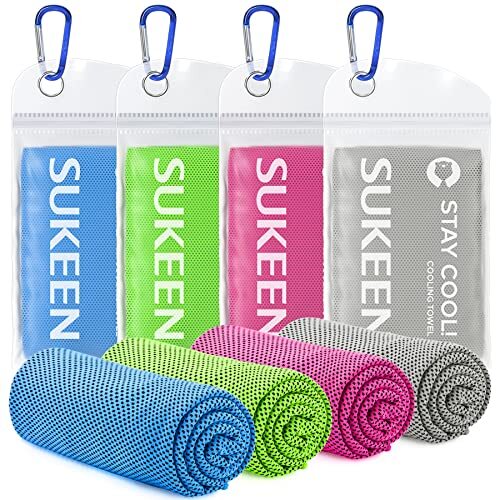 Sukeen [4 Pack Cooling Towel (40"x12"), Ice Towel, Soft  Assorted Colors