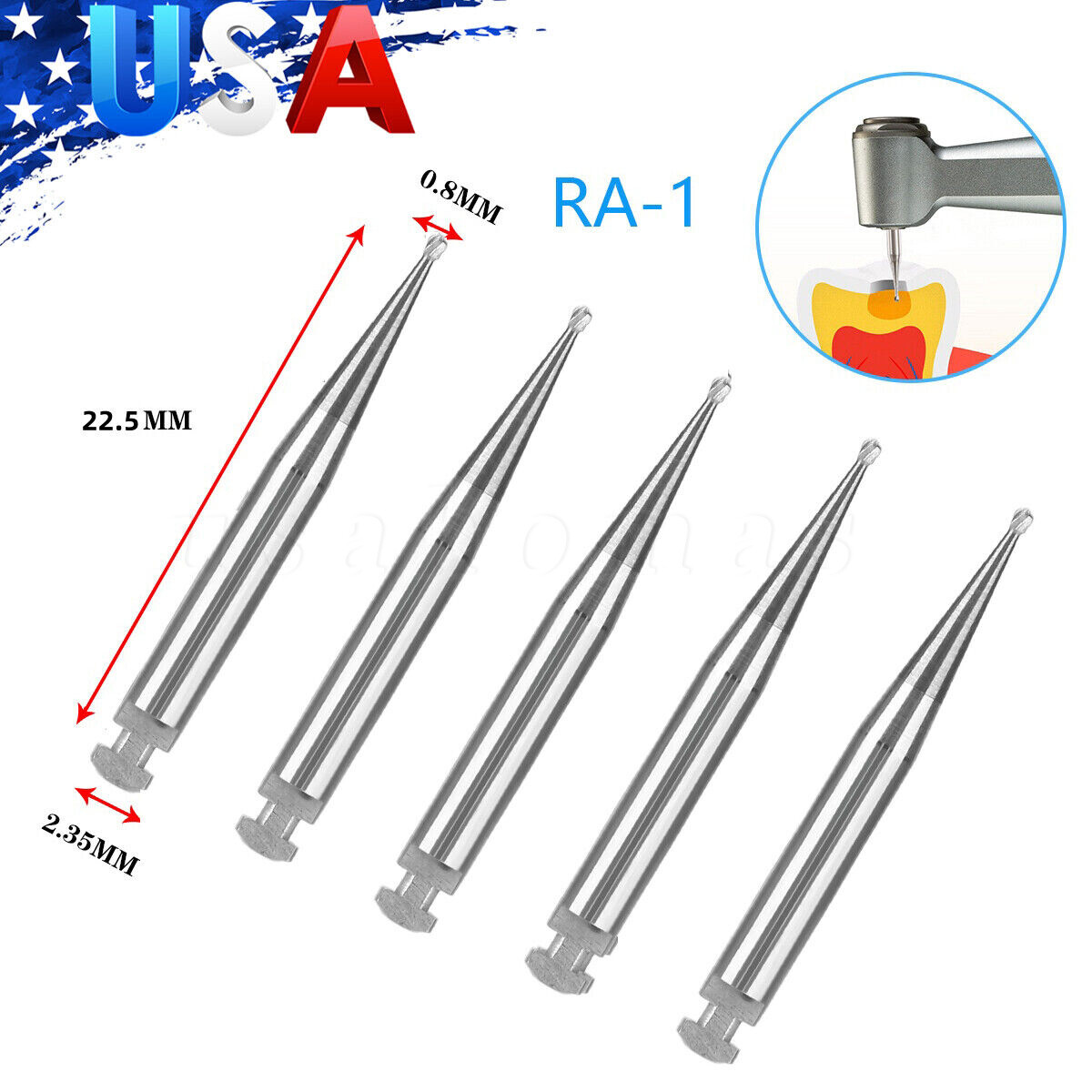 SANDENT Dental Tungsten Steel Carbide Burs Round RA Burs for Low Speed Handpiece