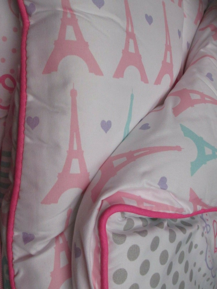 Nicole Miller 3pc Eiffel Tower Bicycle Pink White Comforter Set - Full/Queen