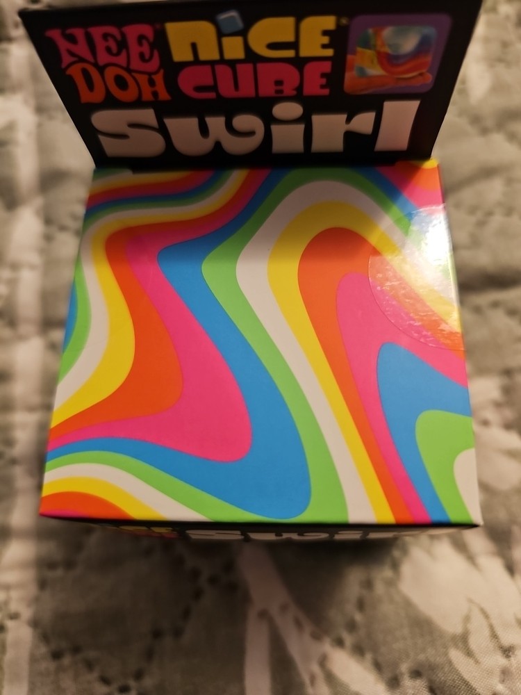 ORANGE Schylling NeeDoh Nice Cube Swirl. Super Solid Squish AUTHENTIC