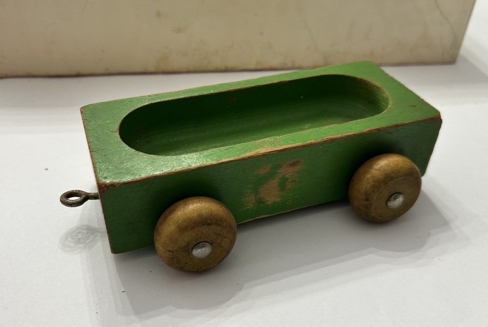 Vintage Playskool Wooden Freight Train Pull Toy - Complete with Original Box