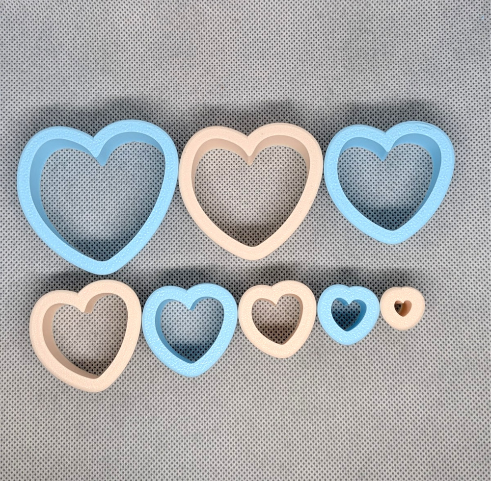 Wavy Heart Clay Cutter Shape Set ~ Polymer Crafting Tool ~ Stackable Outline