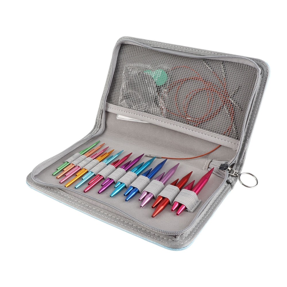 Circular Knitting Needle Set 3 to 8mm Interchangeable Assorted Colors Circular