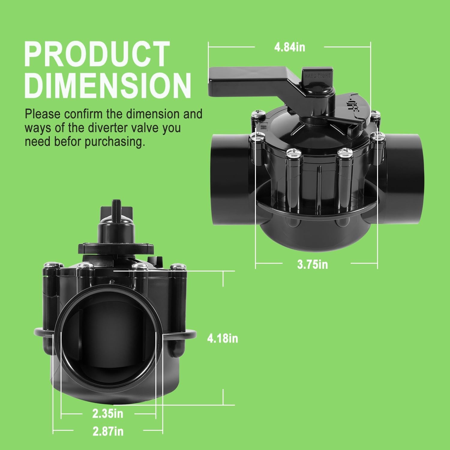 Pool Diverter Valve 2 Way 2 Inch Replacement for Jandy 2 to 2-1/2-Inch, Black