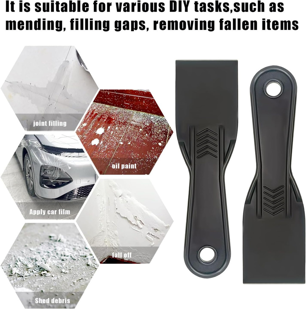 6 Pack Plastic Putty Knife Set, 2" Flexible Paint Scraper Tools for Spackling, D