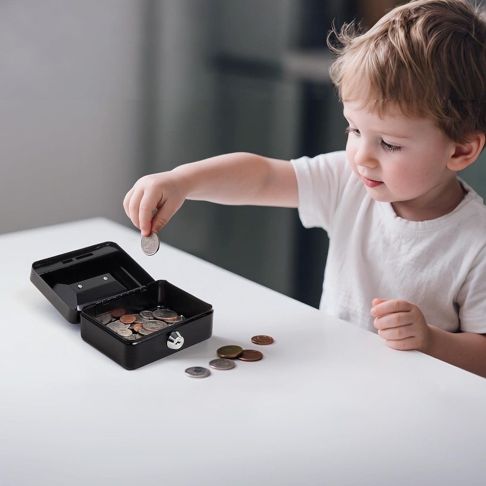 Key-Controlled Black Cash Box - Small Size for Personal Security & Convenience