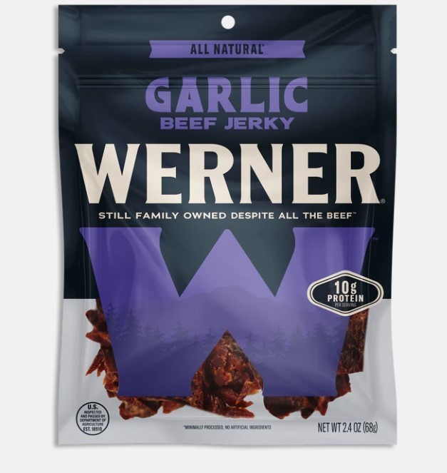 Werner 2.4 oz. All-Natural Garlic Beef Jerky