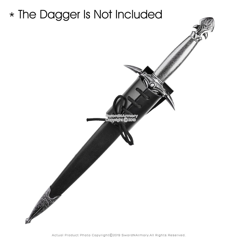 Black Leather Sword Frog Belt Hook Dagger Main Gauche Holder
