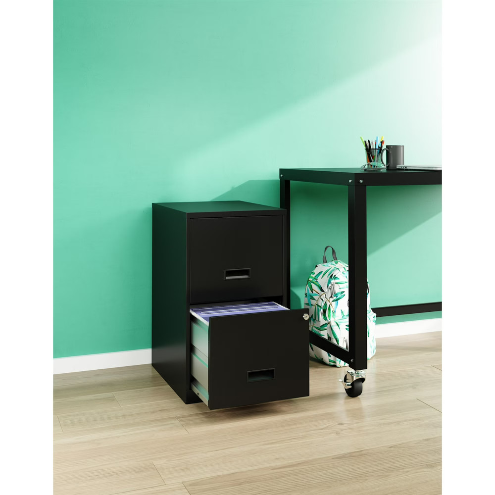 Space Solutions 18" Deep 2 Drawer Letter Width Vertical File Cabinet, Black