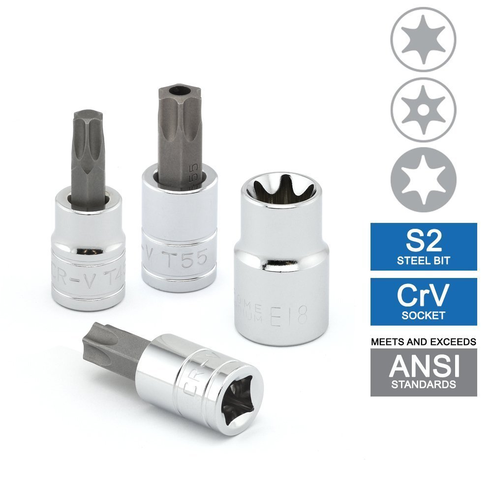 35pc E Tamper Proof Security Star Female 1/4 3/8 1/2 External Socket Torx Bit