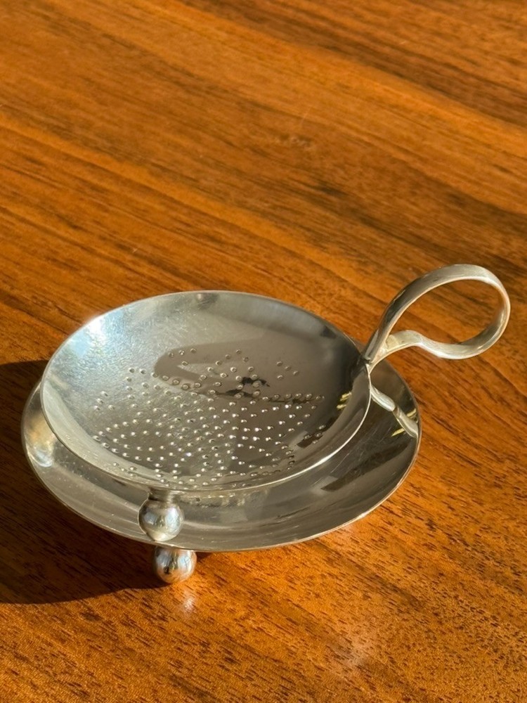 Vintage WMF Silver-Plated Tea Strainer with Drip Bowl – German Tableware