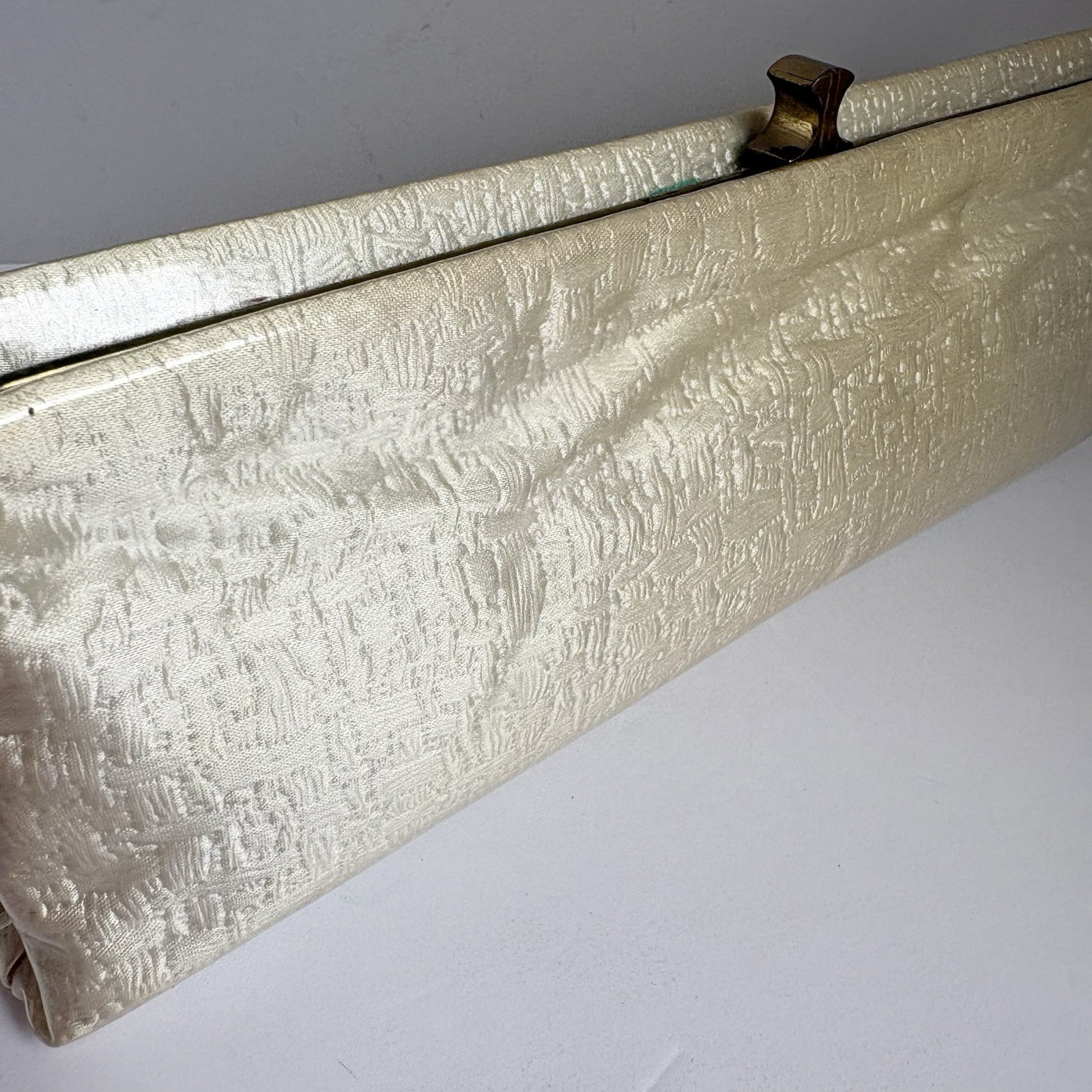Vintage 1960’s Clear Vinyl covered Textured Satin Clutch Purse HL Harry Levine