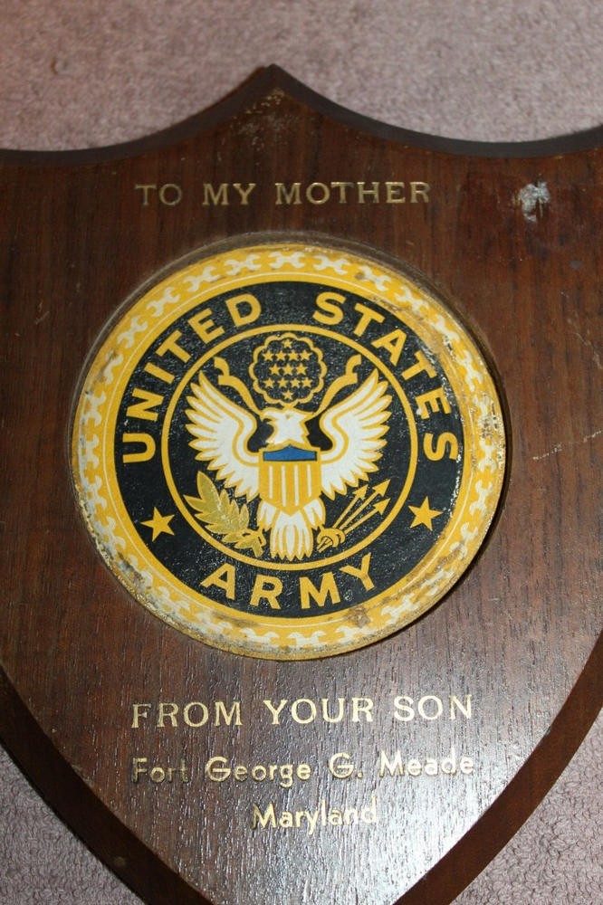 Original WW2 U.S. Army To My Mother From Your Son Ft George G. Meade Wood Plaque