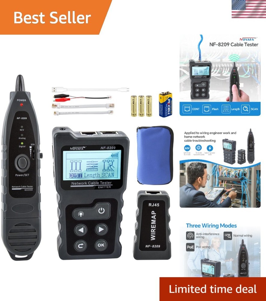 Advanced Network Cable Tester With PoE& NCV & Lamp For  , Multifunction Wire...