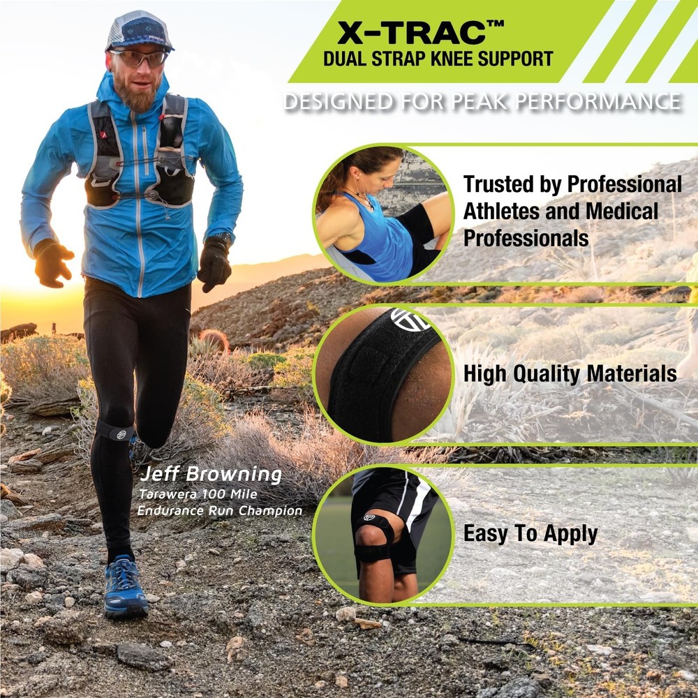 Pro-Tec X-Trac Dual Strap Knee Support, Quadriceps and Patellar Tendon Strap,...
